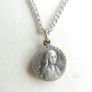 Vintage St. Bernadette Sliding  Catholic Circle Pendant and chain Image 5