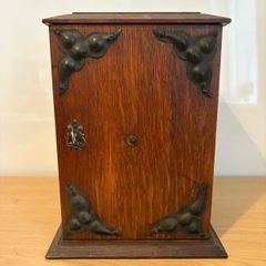 Antique Art Noveau Edwardian period oak petit tabacco cabinet c1900.