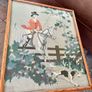 Vintage Tapestry Fox Hunt Oak Fire Screen Tilt Top Table Image 6