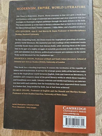 Modernism, Empire, World Literature.  Byjoe Cleary. Signed First Edition Hardback With Dustjacket In Good Condition.  See Photos For Same.
