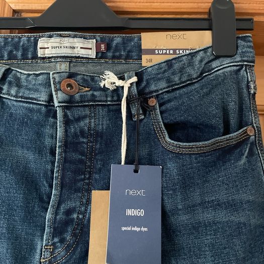 Next Men's super skinny indigo button fly jeans 34 / 31