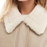 ASOS DESIGN borg collar oversized flight jacket in cream size S Image 3