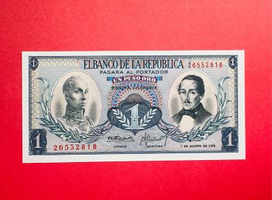 Colombia  1  Pesos  1973  PICK 404 . ( uncirculated )