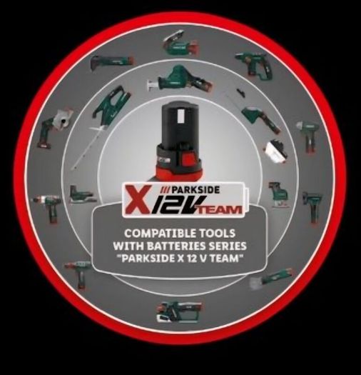 Parkside X12V Cordless Ratchet + Square Adaptor 3/8 To 1/2 Inch + Battery + Charger. DIY Household Tools 2AH X12V batteries 2.4A X12V Chargers, Performance Series 2.5AH 5AH X12V batteries 6.0A X12V Fast Chargers .Closing down sale