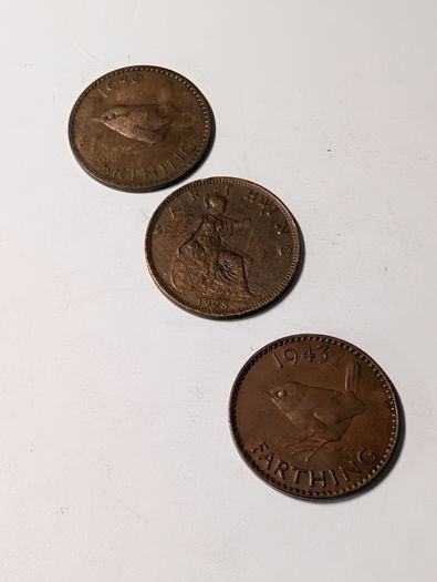 3 x UK Farthings