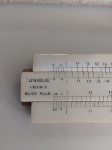 Vintage "Unique" Legible Slide Rule Model 95 C with Original Box  Made in England
