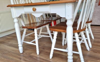 Wood dining table with 6 chairs