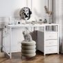 120cm Computer Desk with Drawers Office 2 Sockets USB Ports Reversible PC Table Storage Study for Home Bedroom White Image 8
