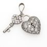 925 Vintage Heart Lock & Key Sterling Silver Charm Pendant Image 3