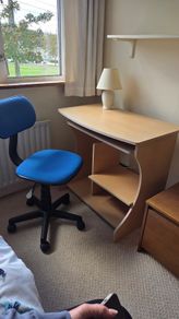 Compact Wooden Computer Desk with Keyboard Shelf