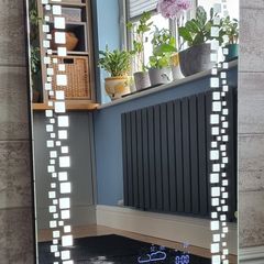 LED Bathroom Mirror Solid Frame Weather Station Sensor Switch