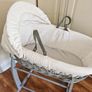 Dimple Grey Wicker Moses Basket White / With Deluxe Rocking Stand Image 4