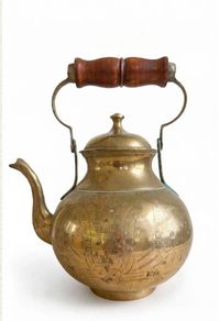 Large vintage brass kettle