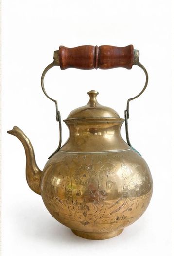 Large vintage brass kettle