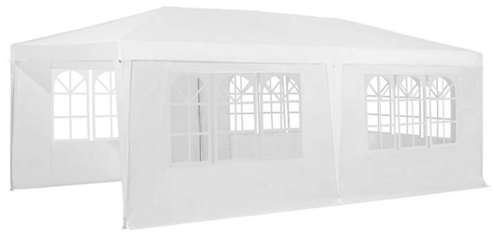 3 x 6 m Party Garden Waterproof Marque Gazebo Tent Marquee with 6 Sides Panels, White