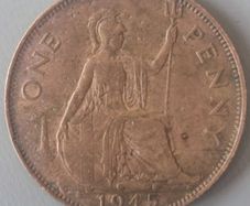 Great Britain UK 1945 One Penny