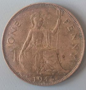 Great Britain UK 1945 One Penny