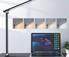 One Fire LED Desk Lamp,15 Modes LED Desk Light,500 Lumen LED Lamp,Dimmable Reading Lamp,Desk Lamps Office,Adjustable LED Table Lamp,Black Desk Lamps for Study Lamp,Reading Lamps for Bedside Table