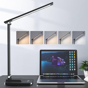 One Fire LED Desk Lamp,15 Modes LED Desk Light,500 Lumen LED Lamp,Dimmable Reading Lamp,Desk Lamps Office,Adjustable LED Table Lamp,Black Desk Lamps for Study Lamp,Reading Lamps for Bedside Table