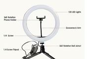 1pc 25.4cm LED Ring Fill Light Cabinet Phone Holder Mirror Lighting