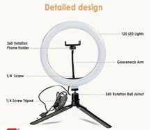 1pc 25.4cm LED Ring Fill Light Cabinet Phone Holder Mirror Lighting