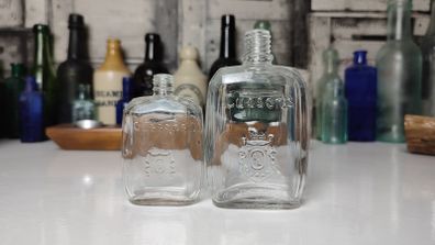 377 - Set of 2 Vintage Collectible Decorative Clear Glass Cussons Bottles