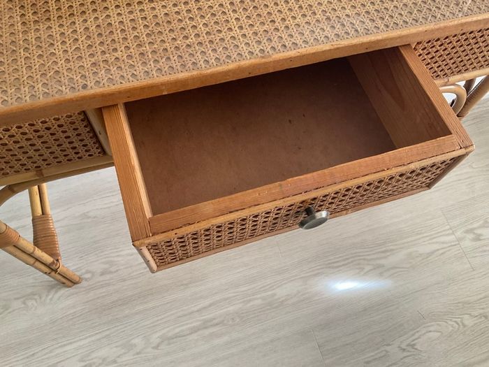 Vintage Mid Century Cane & Bamboo dressing table/console