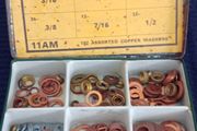Saville  Tin Box Of Copper Washers  ( mixed )