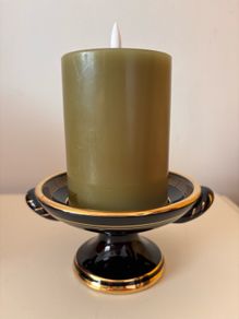 Vintage Greek Ceramic Candle Holder/Dish - Spates Keramik 24K Gold