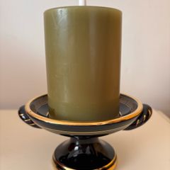 Vintage Greek Ceramic Candle Holder/Dish - Spates Keramik 24K Gold