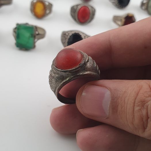 15 Boho Antique Rings Mixed Brass, Glass & Stone Designs