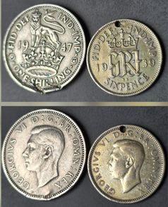 Great Britain Silver 6 pence 1939, Shilling 1947
