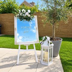 Elegant Wedding Welcome Display, Ornate Sign, Easel, Floral Lantern & Battery Candle