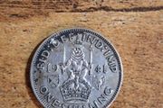 Great Britain UK 1941, One Shilling, George VI, Scottish Crest, Silver Coin - free standard postage