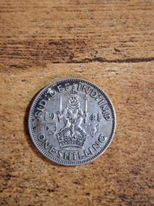 Great Britain UK 1941, One Shilling, George VI, Scottish Crest, Silver Coin - free standard postage