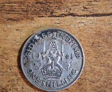 Great Britain UK 1941, One Shilling, George VI, Scottish Crest, Silver Coin - free standard postage