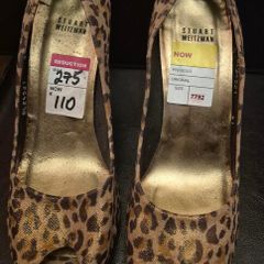 Stuart Weitzman Leopard Print Open Toed Sandal
