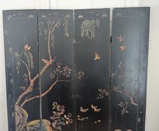 Vintage Double-Sided 4-Panel Folding Room Divider