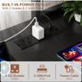 L Shaped Gaming Desk with Power Outlets & LED Lights, Small L- Shaped Computer Corner Desk with Monitor Stand & Storage Shelf, Gaming Table with Storage Bag, Black Image 9