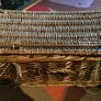 Large Glass Candle Holders, Storm Lanterns  with rustic Storage Basket Image 9