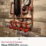 Coat Rack - Heavy Duty Industrial Copper Pipe with Vintage Gauge (Steampunk Style) Image 3