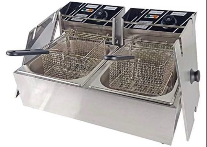 Commercial Deep Fryer 12L Electric Fryer 5000W Twin Basket YB-82 Dual Tank Electric Deep Fryer Countertop Stainless Steel French Fry for Commercial Uses 1 x 12 Ltr 5000