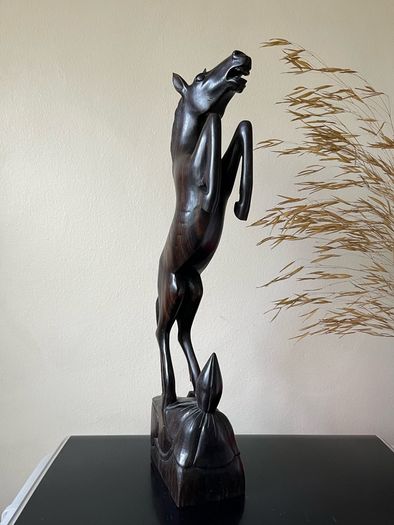 Vintage Ebony Wood Horse