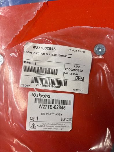 Kubota Ejection Plate