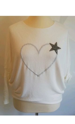 Carla Giannini Angora Wool Jumper White Heart Star One Size NWT  CAN POST