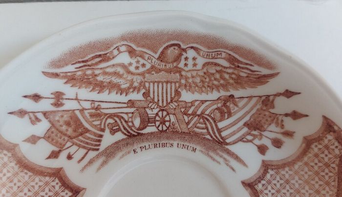 Fabulous Vintage 35 Piece Brown and White Fair Winds, Historical Scenes of Chinese Export to America Dinner Service by Alfred Meakin, Staffordshire