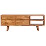TV Cabinet Solid Acacia Wood with Carved Doors 117x30x40 cm Image 3