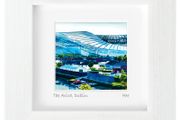 The Aviva Stadium, Dublin [blue],4 inch framed print by artist Helen Mathews
