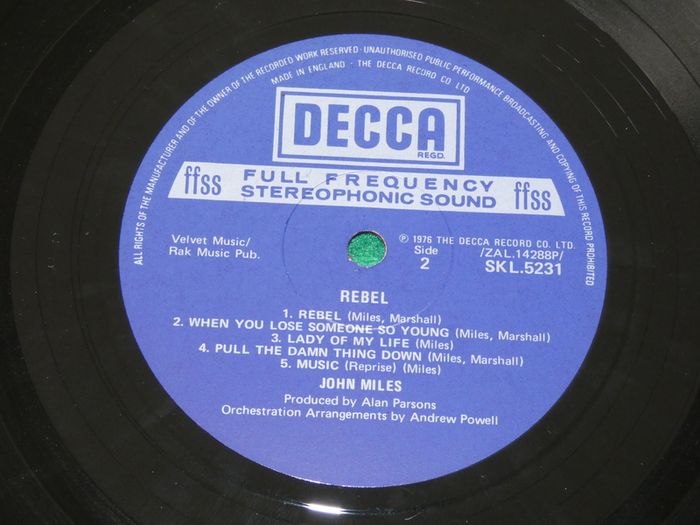 John Miles Rebel Uk Pressing 1976 Lp