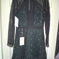 New River Island Black and Green Lace Dress Size 12